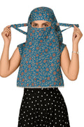 DEEPNYRA - LIVING STYLE Scarf Face Full Covering With Mask Head Hair Wrap Sun Protection For Women Cotton Printed Square All Season Wear (BLUE BAIL)