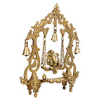 SVARUP Brass Ganesha On Jhoola Swing with Hanging Bells and Diya Showpiece Ganesh Ganpati Jhula for Home Office Temple Puja Décor Gift Height 14 Inch