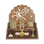 Om Shree Fully Handmade Beautiful Wooden Home and Office Temple/Pooja Mandir(28 x 28 x 26 cm) (Brown 1)