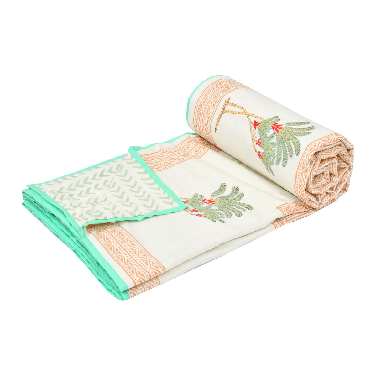 BLOCKS OF INDIA 100% Cotton Dohar King Size Reversible Hand Block Printed Malmal Summer Dohar/Blanket (Color 5) Kafalo