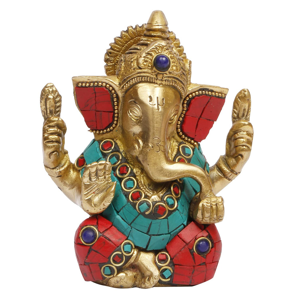 ARTVARKO Brass Bhagwan Ganesha in Blessing Posture Ganesh Ganpati Home Entrance Office Decor Idol Marriage Gift Murti Pooja 4.5 Inches