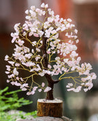 Crocon Rose Quartz Chakra Tree of Life, Crystal Tree - Handmade Gemstone Tree, Feng Shui Tree, Crystal Decoration, Artificial Tree, Spiritual Gift, Money Tree Bonsai, Rose Quartz Tumble Hanging