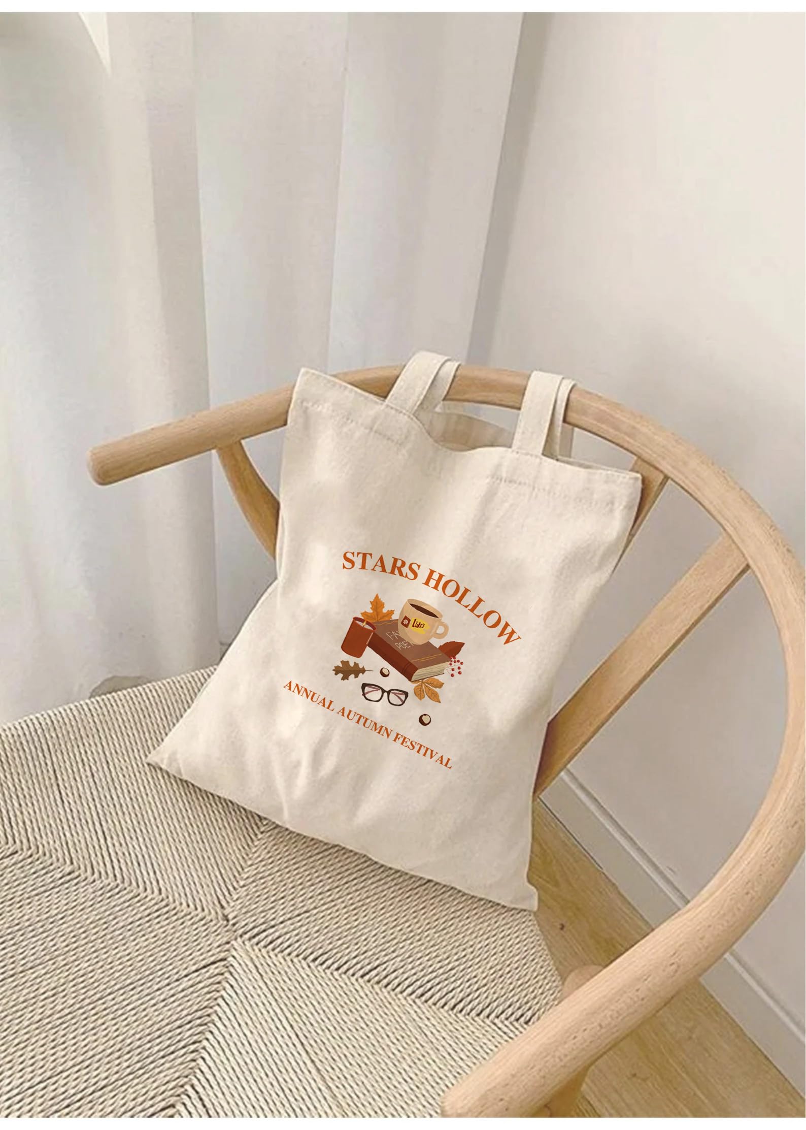 THE UMBRELLA STORE Starshollow Tote Bag Gilmore Girls merch Cotton Hand bag with Zipper for Shopping, Office & Daily Use Spacious & Eco-Friendly
