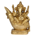 Artvarko Brass Lord Ganesha Sitting on Conch Idol Murti for Temple Home Decor Entrance Statue Gift Height 7 Inch