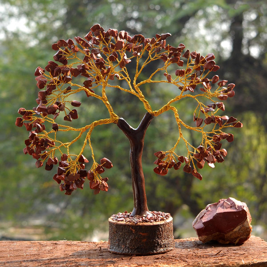 Crystu Certified Red Jasper Stone Tree 300 Beads Crystal Tree Stone Tree Showpiece