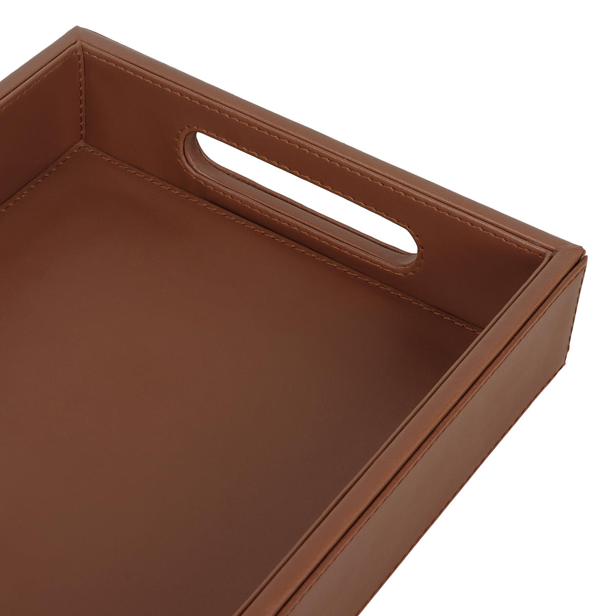 V-CUBE DESIGNS Premium Vegan Leather Rectangular Tray for Serving – 12 X 8 Inch - Stylish & Modern Decorative Serving Trays for Kitchen, Dining Room, Coffee Tea Table & Home Décor – MDF Core (Tan