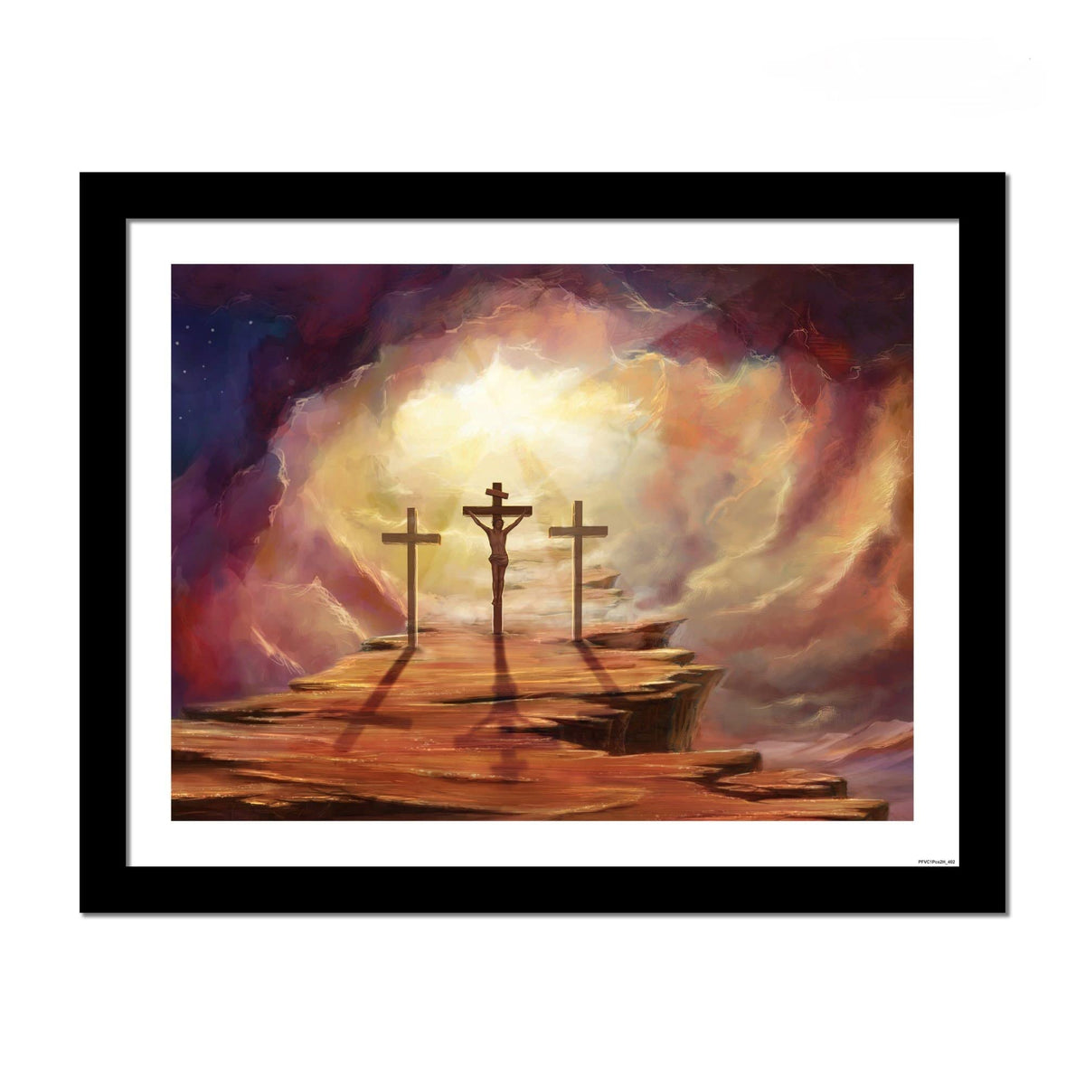 VIBECRAFTS Jesus God on Cross Premium Wall Frame Painting Digital Reprint Posters with Synthetic Wooden Frame Home, Office Decorative Gift Item(15 inch x 12 inch)(PFVC1Pcs2H_402)