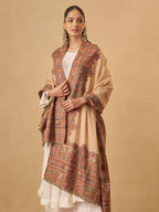 Pashmoda Women Arcadia Borders Kashmiri Jamawar Woven Design Shawl (Size: 40x80in, 101x203cm) SECS55