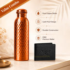 EAGLEXPRES Pure Copper Water Bottle 1 Litre (Hammer+black_wallet)