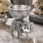 KridayKraft Metal Elephant Dry Fruit Bowl Showpiece Silver Polish for Your Home, Office Table Decorative, Elephant Showpiece Bowl for Gift, Animal Figurines