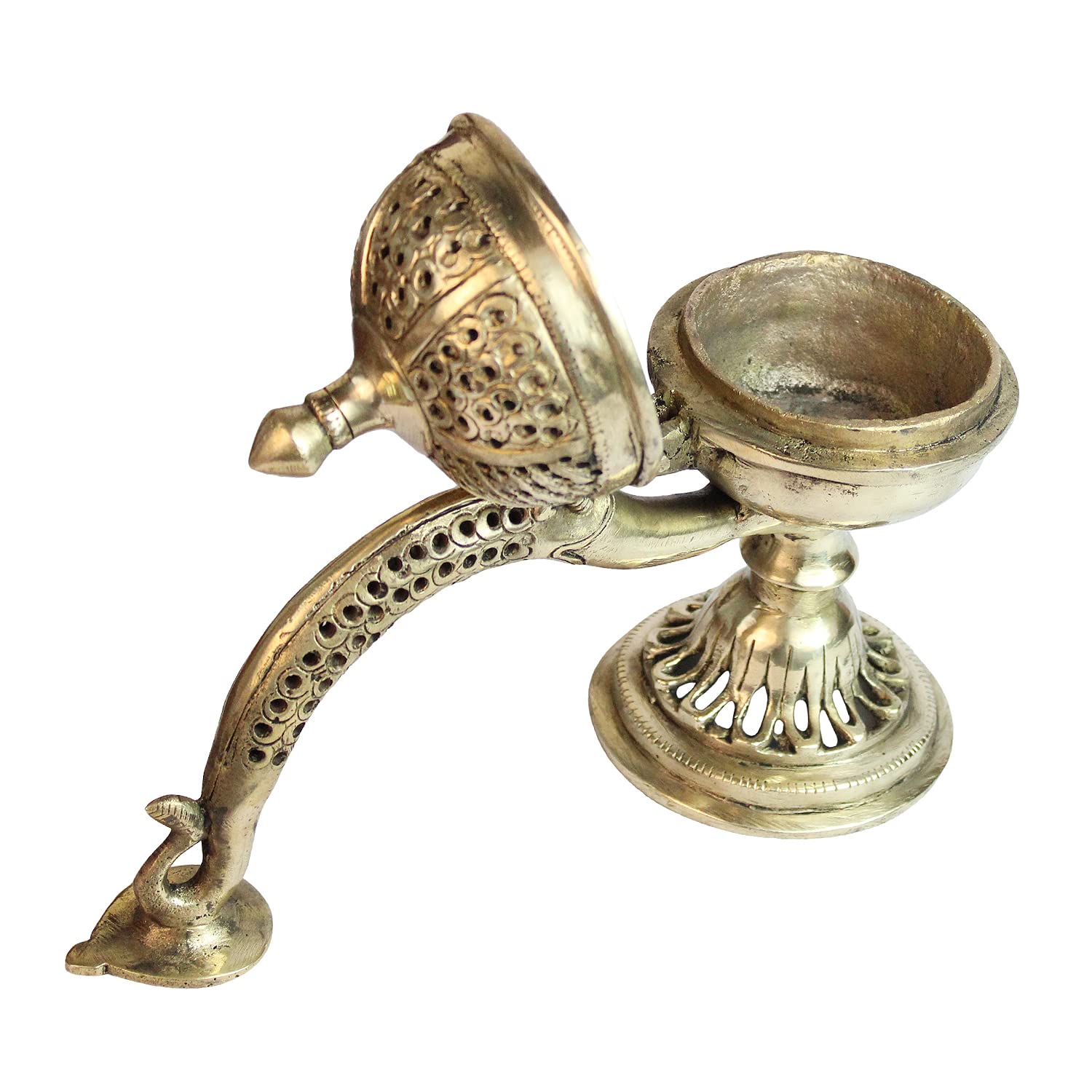 Artvarko Big Brass Dhuna Loban Burner Long Handle Dhooni Dhoop Dani Dhuni Decorative Antique lubandan, insence Burner, Incense Gift Items(LxBxH 9x4.5x8 Inches)