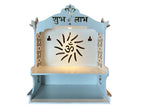 Mandir Temple for Home, Office and Shop,Size (H-15 inch, L-9.5 inch, W-13.5 inch) | Wall Hanging | Free Standing | 6mm Thick Double Laminated Board with spot Light and 5 feet Cable