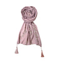 FAHABO Scarf for Women Stylish Pleated Viscose Cotton with Embroidery and Tassels | Hijab Scarf | Stole | Soft, Lightweight, and Latest Scarves | 72 x 33 Inches (Lilac Purple)
