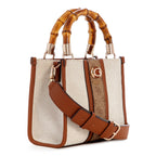 Guess Women's Natural/Latte Logo Textured Mini Bags| Ladies Purse Handbags | Gift For Ladies