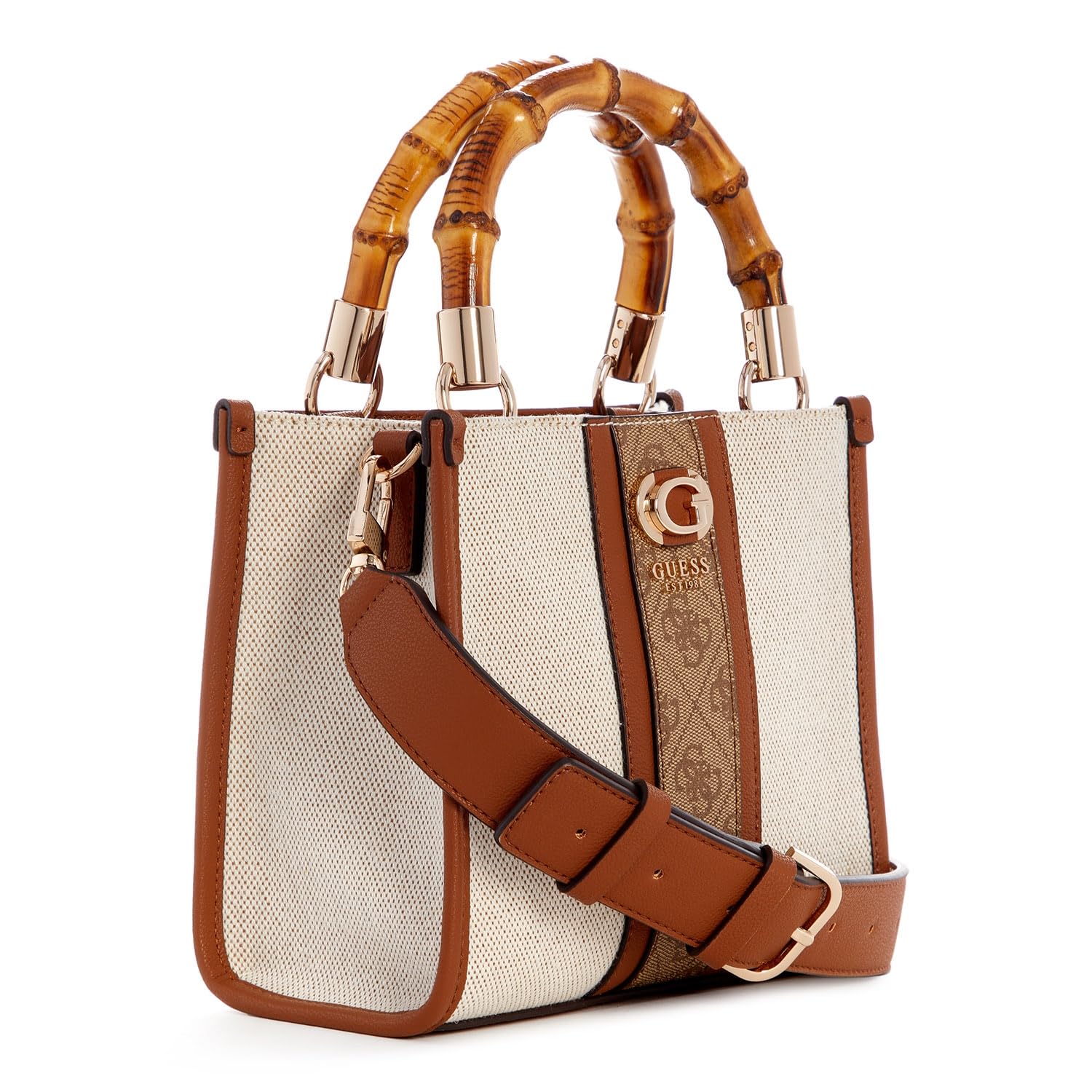 Guess Women's Natural/Latte Logo Textured Mini Bags| Ladies Purse Handbags | Gift For Ladies