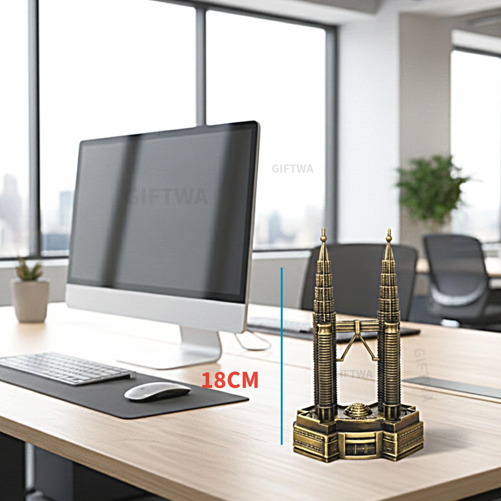 GIFTWA Malaysia Twin Tower Monument Showpiece Miniature, Souvenir, Model, Replica, Monuments, Decorative Showpiece for Home Office Gift Antique Finish