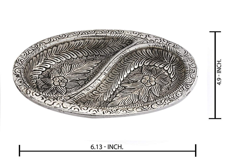 PRINCE HOME DECOR & GIFTS Aluminum Decorative Dry Fruit Tray (17 x 12 x 3 cm, Silver)