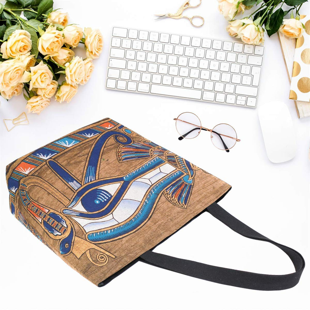 Naanle Egypt Canvas Tote Bag Large Women Casual Shoulder Bag Handbag, Egyptian Horus Eye Reusable Multipurpose Heavy Duty Shopping Grocery Cotton Bag for Outdoors.