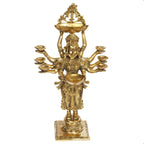Artvarko Brass Lady Diya Eight Oil Lamp Deepak Idol Welcome Lady Deepluxmi Puja Decorations Indian Diwali Oil Lamp Pooja Light Mandir Home Decor Diyas 15 Inches