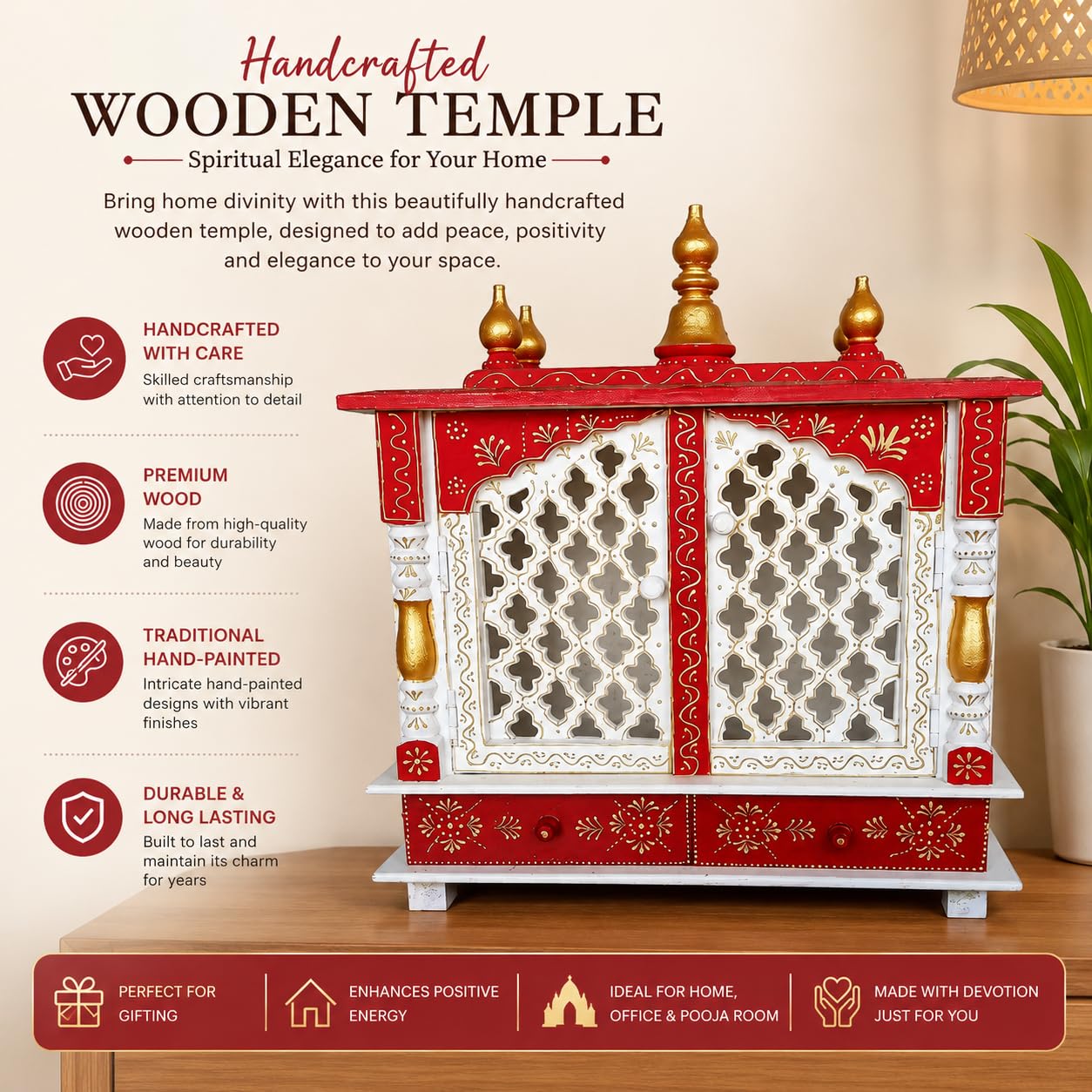 Kamdhenu art and craft Wooden Temple/Home Temple/Pooja Mandir/Pooja Mandap/Temple for Home (2)