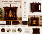 Kamdhenu Art and Craft Wood Home Temple, Brown, Temple, 20 x 11 x 24 inch Lx Wx H