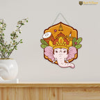 Artvibes Shri Ganesha Auspicious Wooden Art Work Wall Hanging For Good Luck Properity Vastu | Spiritual Decor Items | Paintings | Wall Poster| Stylish Modern Decor Item | Gift Items (WH_8608N)