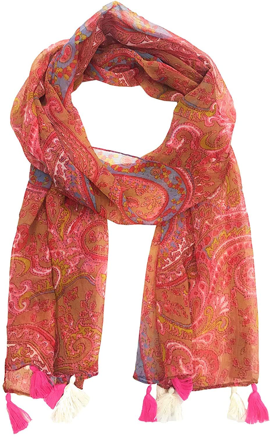 VINSON Girl's Stylish All over Print Georgette Tassel Scarfs Stole Dupatta (Multicolor,S06-(Pack of 6)