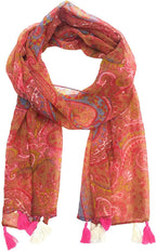 VINSON Girl's Stylish All over Print Georgette Tassel Scarfs Stole Dupatta (Multicolor,S06-(Pack of 6)