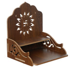 eCraftIndia Flower and Swastik Design Wooden Temple for Home with 3 Shelf | Pooja Mandir for God Idols, Sacred Spaces, and Daily Prayers | Home Temple | Diwali Decoration Items for Home Decor