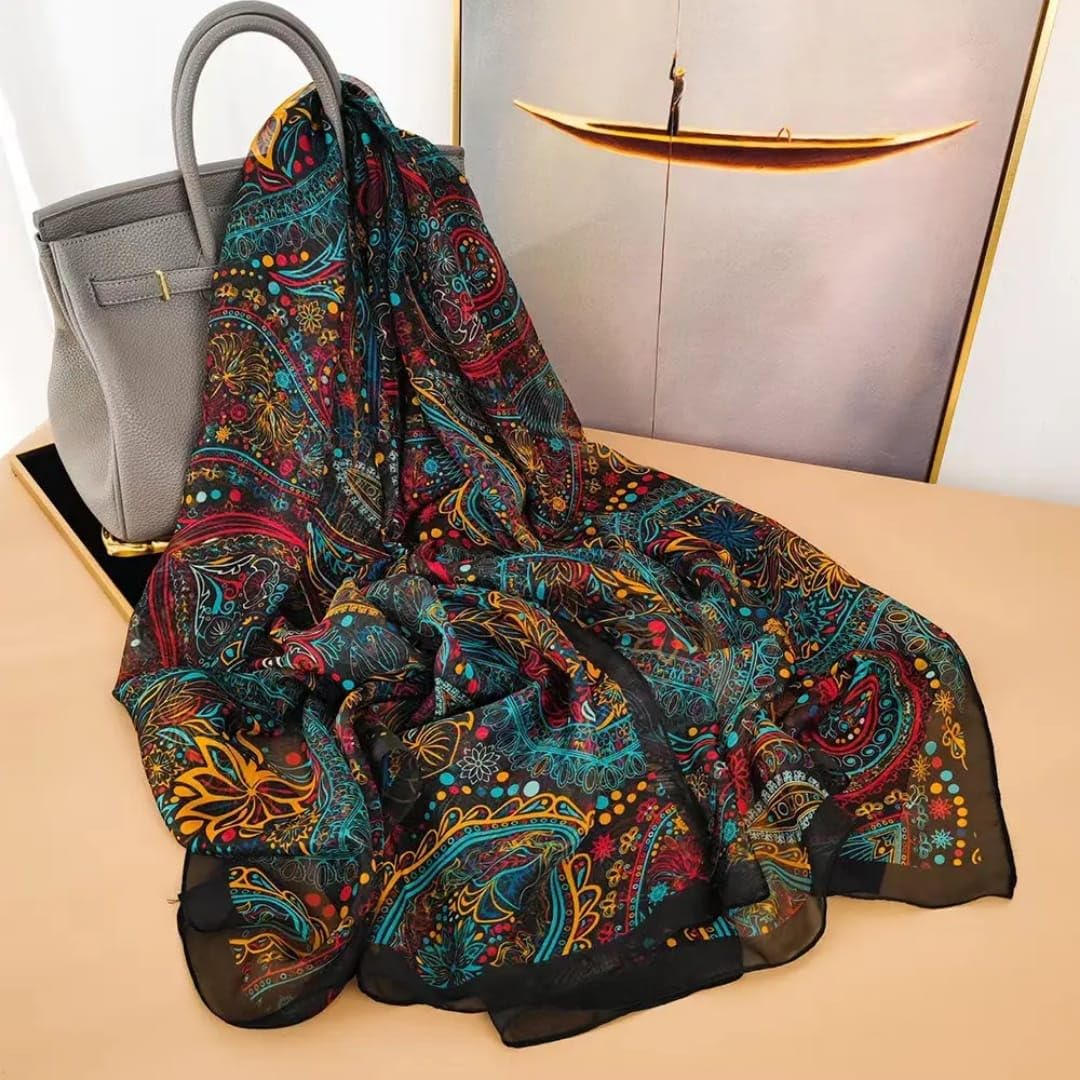 SWANKY Silk Stoles For Women Stylish Latest, Scarf for ladies & Girls, Head Neck Scarves, duppatta for girls (Multi 3)