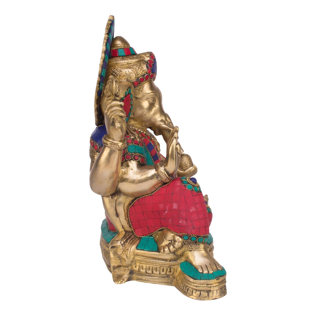 SVARUP Brass Ganesh Ganesha Idol for Home Decoration Ganpati Statue Murti for Gift Height 13 Inch