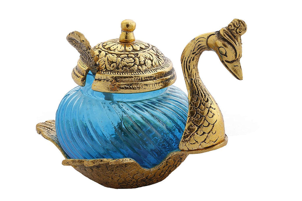 Prince Home Decor & Gifts Aluminum Oxidized Metal Golden Duck or Swan Spoon Holder (Gold)