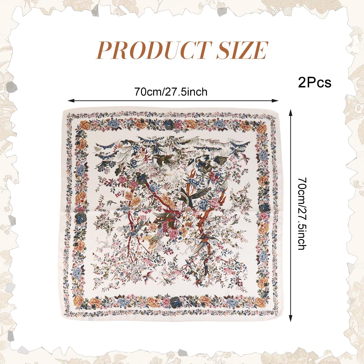 SANNIDHI 2 Pcs Satin Bandana Scarf for Women, Floral Print, 27.5x27.5 Inch