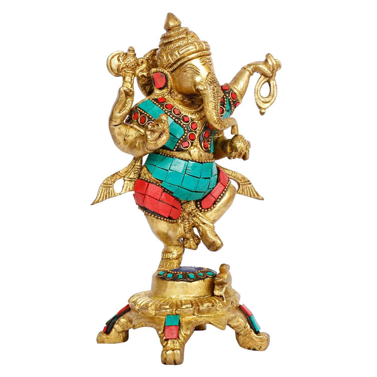 Svarup Brass Dancing Ganesha Idol Ganesha Statue Ganpati Murti for Home Entrance Decor Height 8 Inch