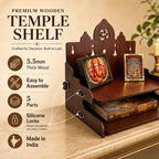 Zesta Wooden Mandir for Home Big Size | DIY Pooja Mandir with LED Spot Light | Devghar Cabinet for Living Room or Office | Wall Mounted Pooja Unit for Home (Temple with 2 Steps)