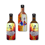 Artvibes Abstract Art Dancing Girl Decor Bottle shaped Wooden Wall Hanging | Modern Wall Art Paintings | Wall Illustrations | Wall Accents | Door Hanging Art Items | Gift Items (WH_9505N), Set of 3