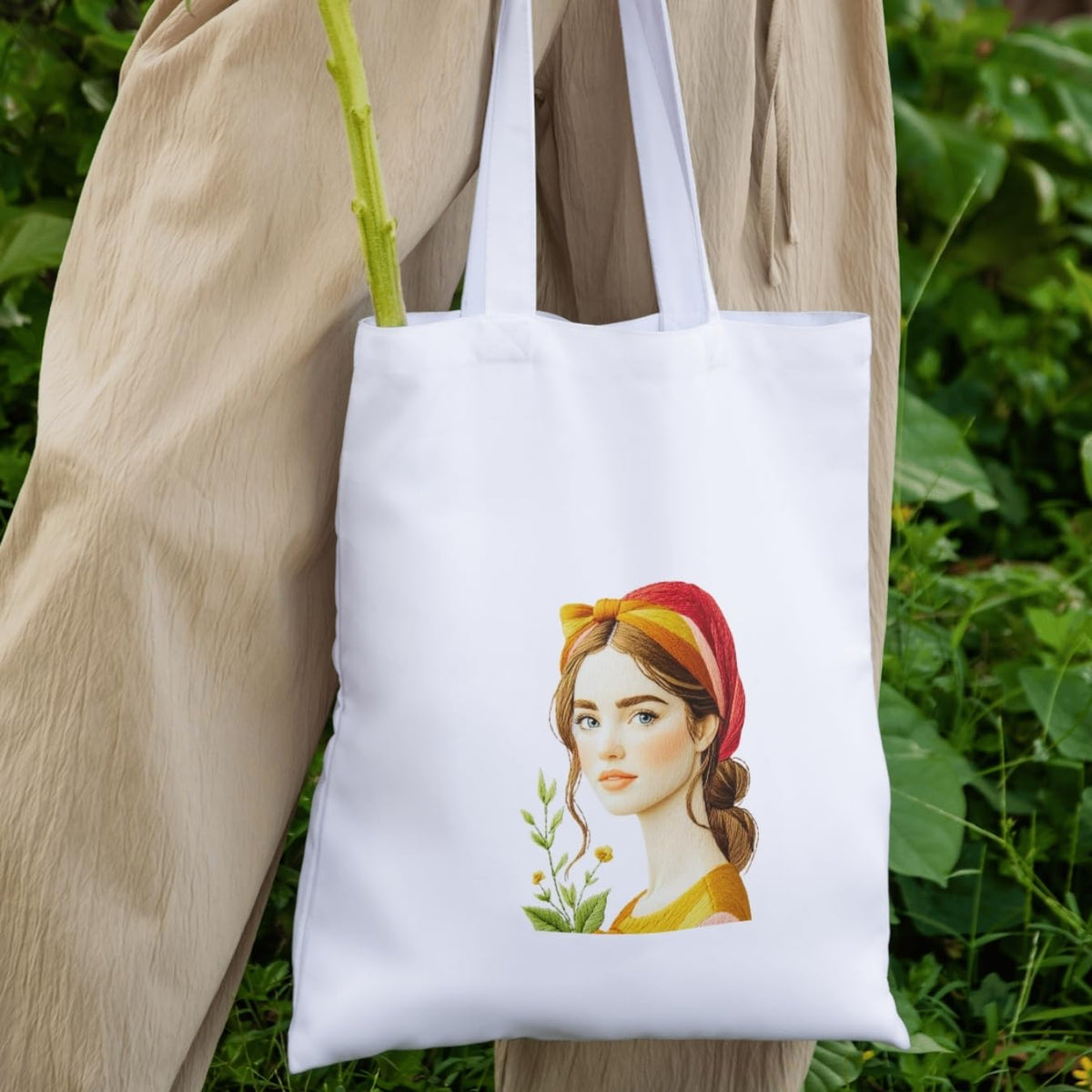 Adorvue Reusable Premium Mood Artful Everyday Tote Bag Stylish Eco-Friendly Cotton Handbags, Canvas Bags for College, Shopping, Office, Travel, Grocery Runs, Beach Day and Casual Outing Pack of 1