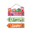 Artvibes Bless Our Home With Love & Laughter Decorative Wall Art MDF Wooden Wall Hanger for Living Room | Quotes Decor Item | Home Quotes Wall Hanging | Modern Decor Items | Wall Poster (WH_5809N)