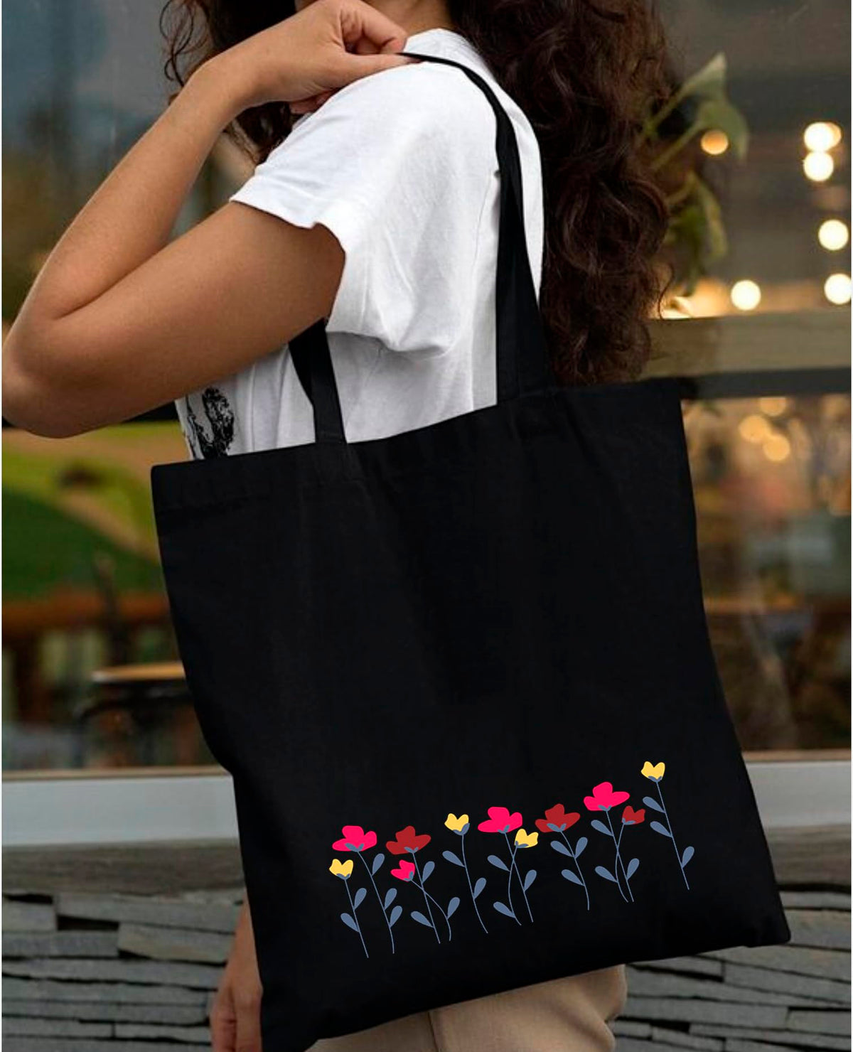 Peach Blossom Reusable Zipper With Pouch Tote Bags, 100% Cotton Shopping/Grocery Bag, Multi-Purpose Bag 5kgs Capacity, 2 Pack (BlkLineFlow_Blacjustbreath)