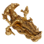 ARTVARKO Lord Ranganatha Swamy Vishnu Resting On Sheshnag Vaikunda Perumal Touching Shiva Lingam Brahma from Navel Brass Statue Gold Color 7.5 Inches