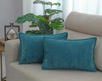 RD TREND® Corduroy Cushion Cover Set of 2, Striped Double Sided Decorative Throw Pillowcases for Sofa, Bed & Living Room Rectangular Long Cushion Covers 18x28 inches | Crash Blue
