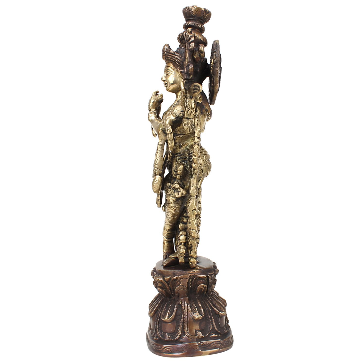 ARTVARKO Antique Brass Lord Krishna Bhagwan Statue for Home Entrance Gallery Murti Puja Decor Religious Showpiece Gift Large Idol Height 13 Inches
