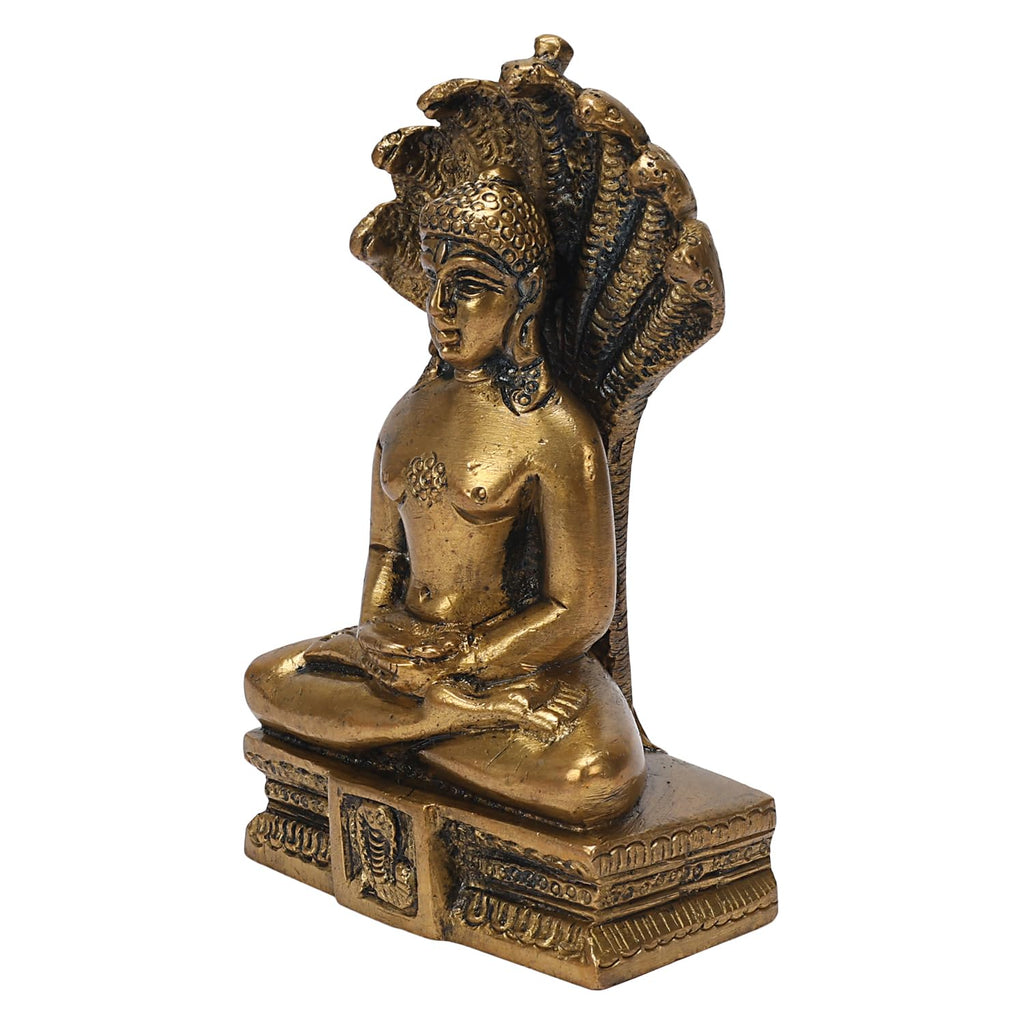 SVARUP Brass Parshvanath Tirthankara Jain God Lord Parshwanath Bhagwan JI Statue Figurine Height 5 Inch