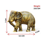KridayKraft African Elephants Animal Decorative Showpiece Figurine Set of 2 Pcs Metal Handcrafed Gold Toned Antique Finish, Home Decor