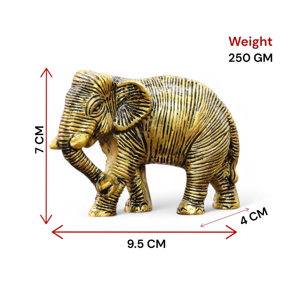 KridayKraft African Elephants Animal Decorative Showpiece Figurine Metal Handcrafed Gold Toned Antique Finish, Home Decor