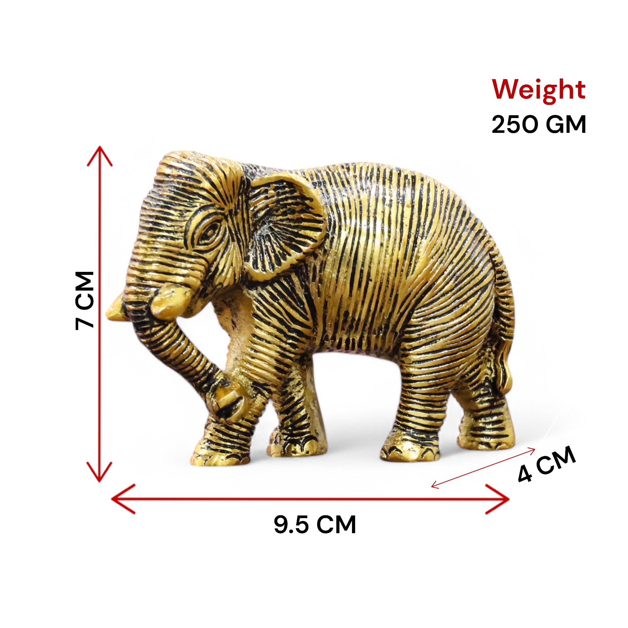 KridayKraft African Elephants Animal Decorative Showpiece Figurine Metal Handcrafed Gold Toned Antique Finish, Home Decor