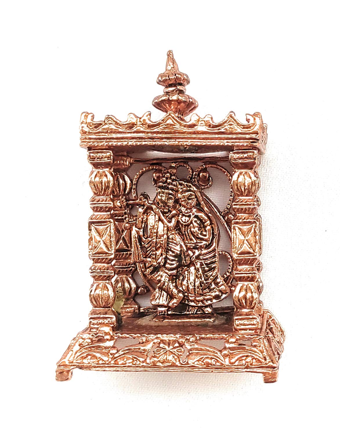 Chircrafts Radha Krishna Temple/Home Mandir- Metal Plated Especially for Diwali Puja and Gift Purpose(H 2 x L 1 x W 1) inches,Combo -3