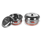 Sumeet Stainless Steel Copper Bottom Multipurpose Cook & Serve Handi With Lid - 2 Pcs Set (1.1 Liter, 1.3 Liter)