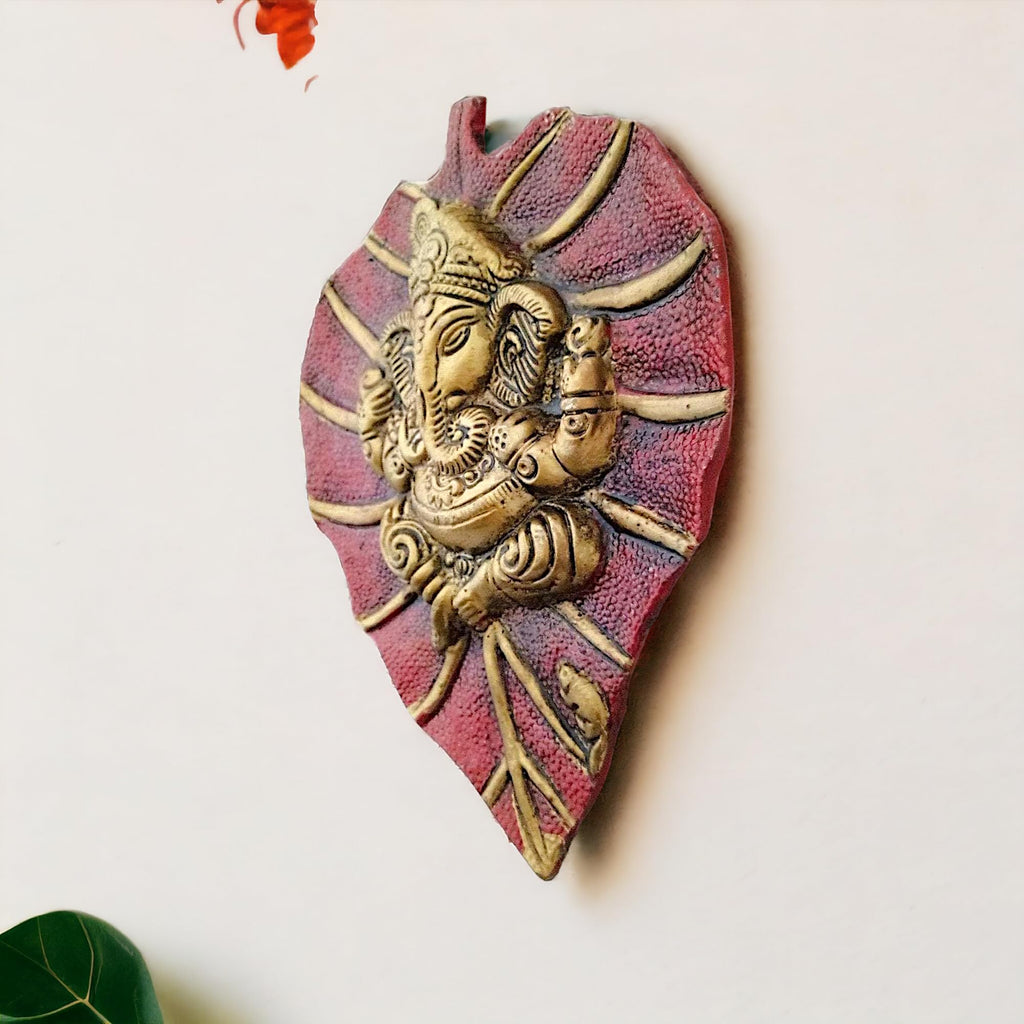 KridayKraft Metal Leaf Ganesha ji Statue,Ganpati Wall Hanging Sculpture Lord Patta Ganesh Idol Lucky Feng Shui Wall Decor Your Home, Office,Religious Gift Article Decorative,Showpiece Figurines...