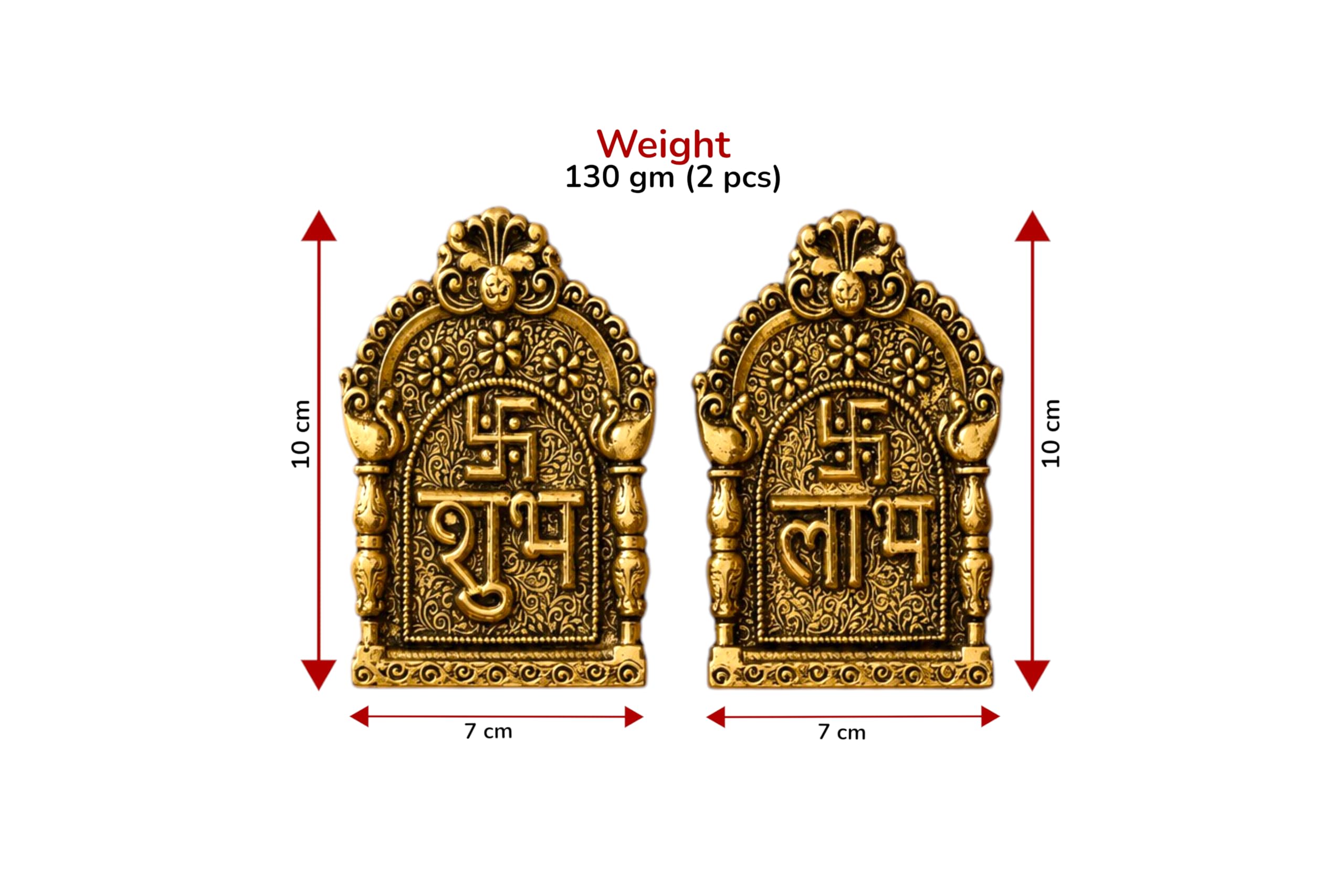 KridayKraft Shubh Labh Wall Hanging Pair | Antique Gold Finish Religious Idol for Main Door, Home Decor, Diwali Puja, Housewarming & Gifting.